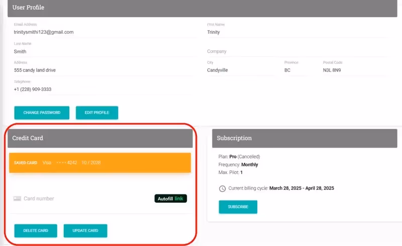 Eliminar un método de pago screenshot